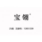 宝翎,25类中文商标,自有一手商标,服装,鞋,帽,袜,手套,领带,皮带,婚纱,围巾商标